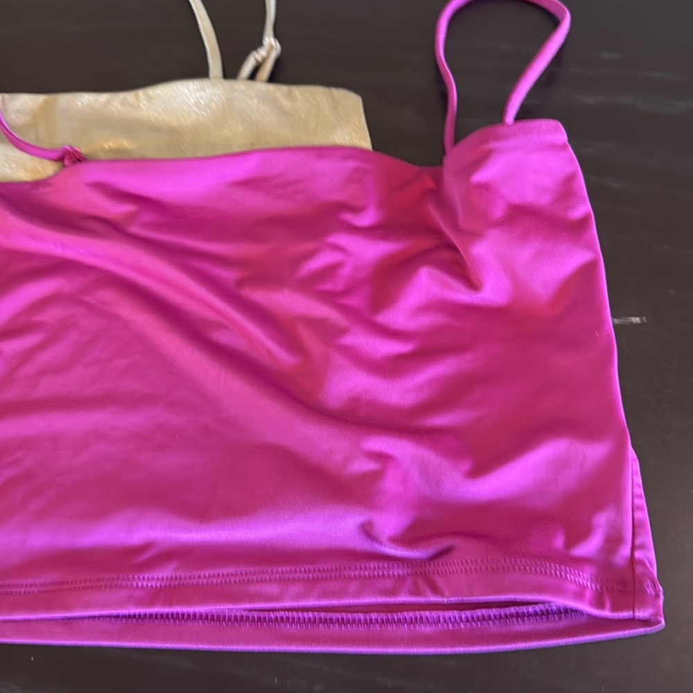 Express Women’s Body Contour Crop stretch Tops Color Cranberry & Metalli… - Picture 14 of 14